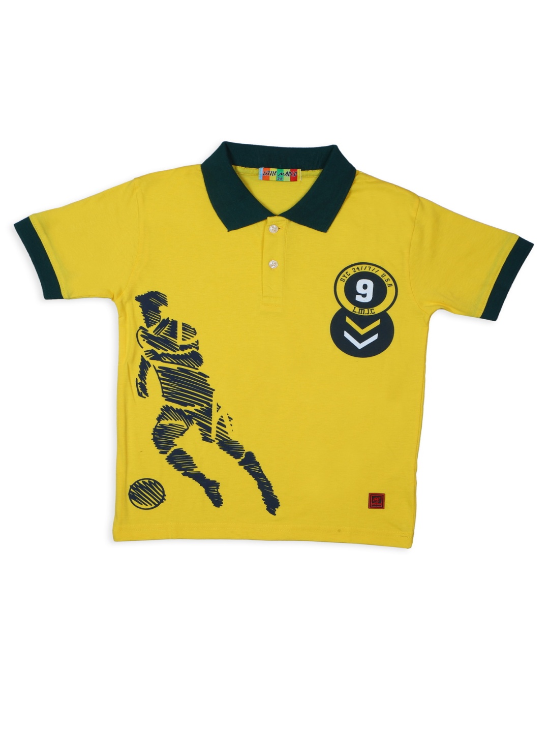 

Little Marco Boys Printed Polo Collar Applique T-shirt, Yellow