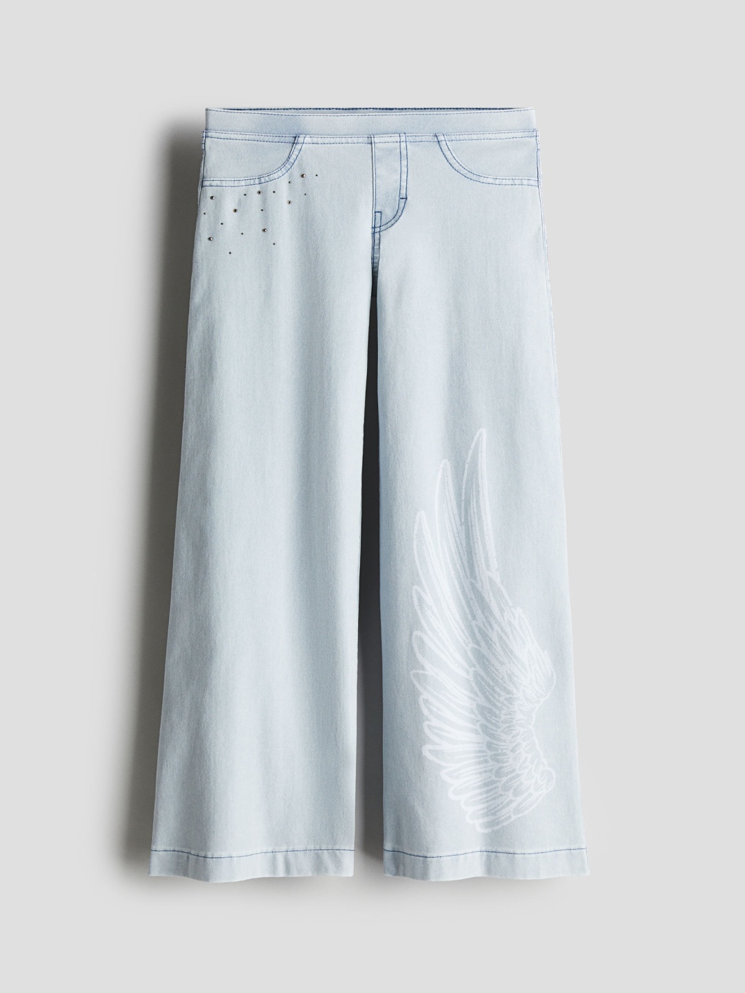 

H&M Wide Denim-Look Trousers, Blue