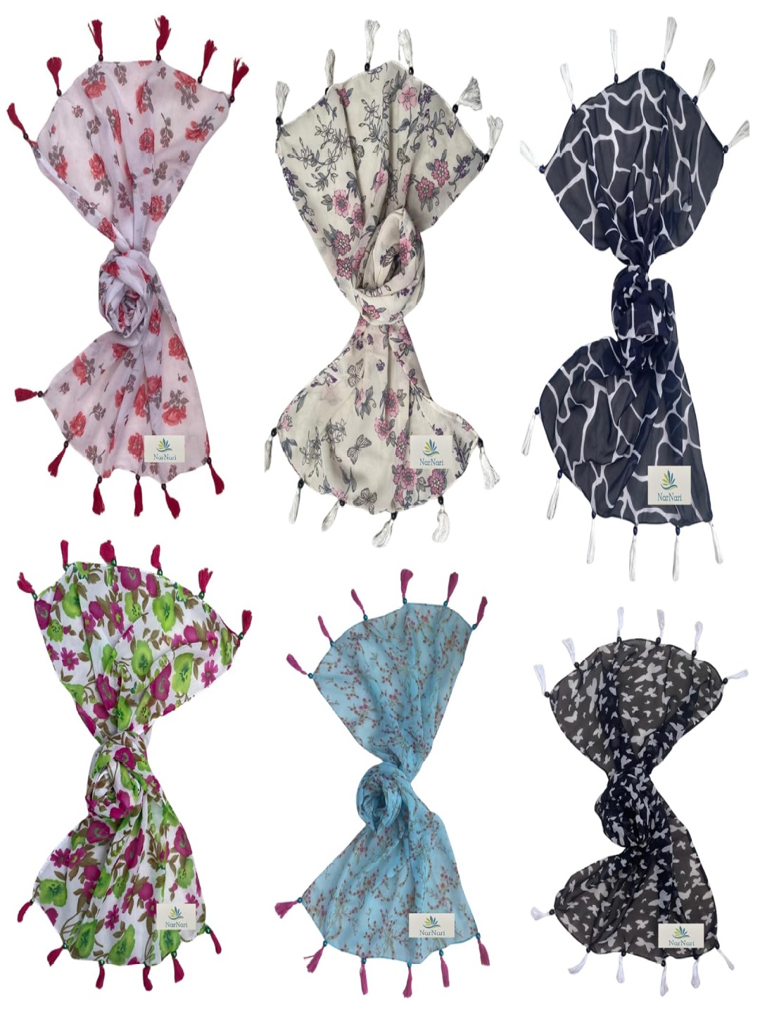 

NarNari Women Printed Scarf, Black