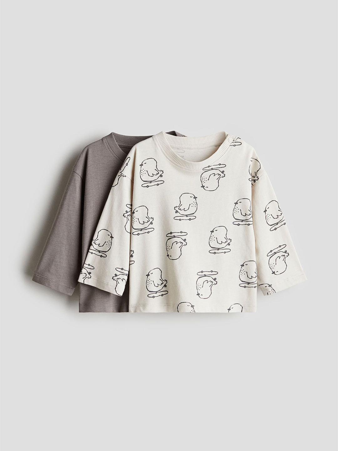 

H&M 2-Pack Cotton Jersey Tops, Taupe