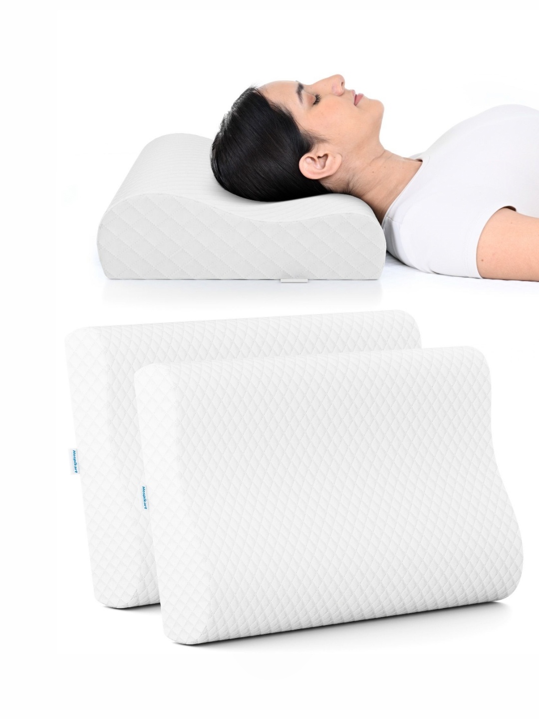 

HOSPIKART White 2 Pieces Memory Foam Filled Therapedic Pillows