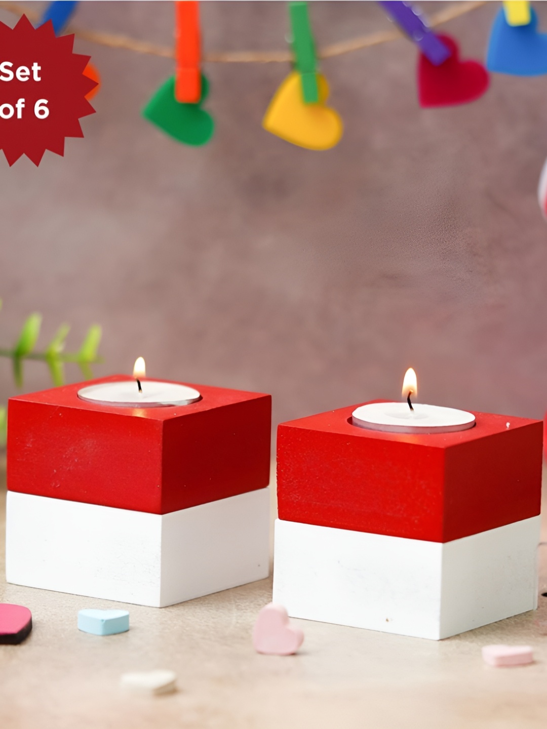 

eCraftIndia Red & White Candle Holder