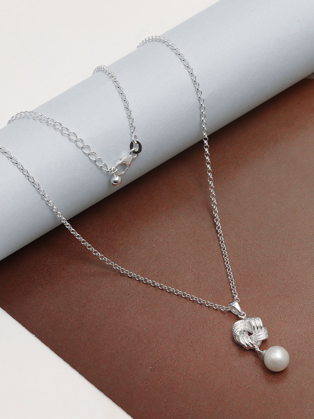 

LeCalla 925 Sterling Silver Silver- Plated Freshwater Pearls Beaded Pendant With Chain