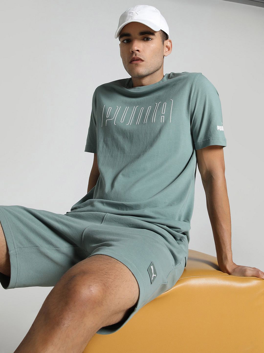 

Puma Men Sport Typography Printed Round Neck Short Sleeve T-Shirt, Green