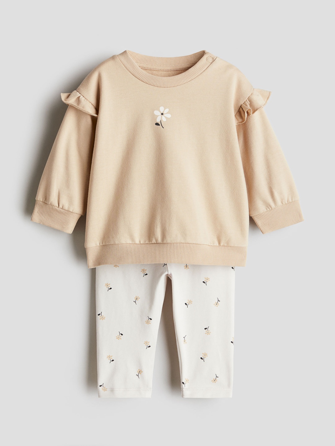 

H&M Girls 2-Piece Sweatshirt And Leggings Set, Beige