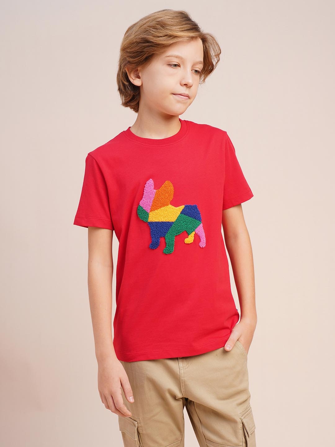 

Jack & Jones Junior Boys Graphic Printed Round Neck Cotton T-shirt, Red