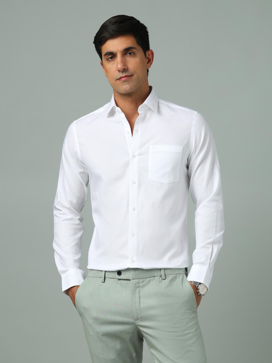 

Arrow Men Slim Fit Spread Collar Solid Cotton Formal Shirt, White