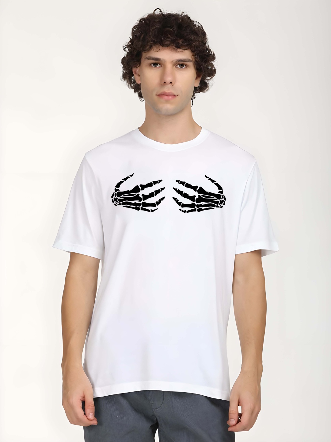 

Krimmple Men Pure Cotton T-shirt, White