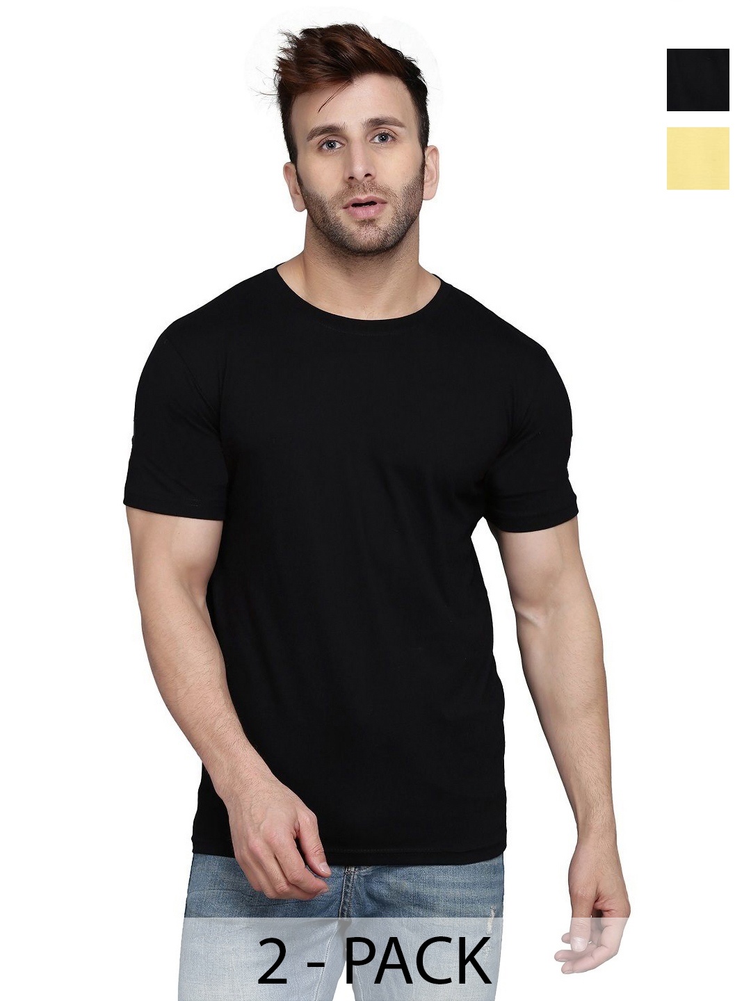 

WOOSTRO Men 2 Slim Fit T-shirt, Yellow