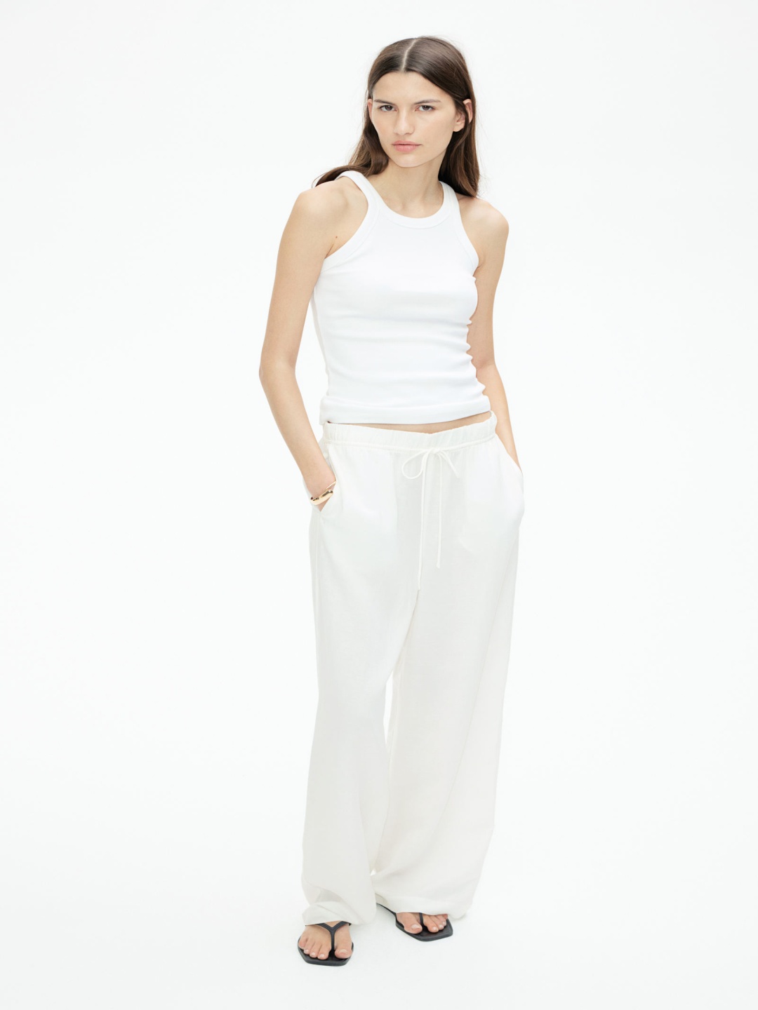 

H&M Linen-Blend Trousers, White