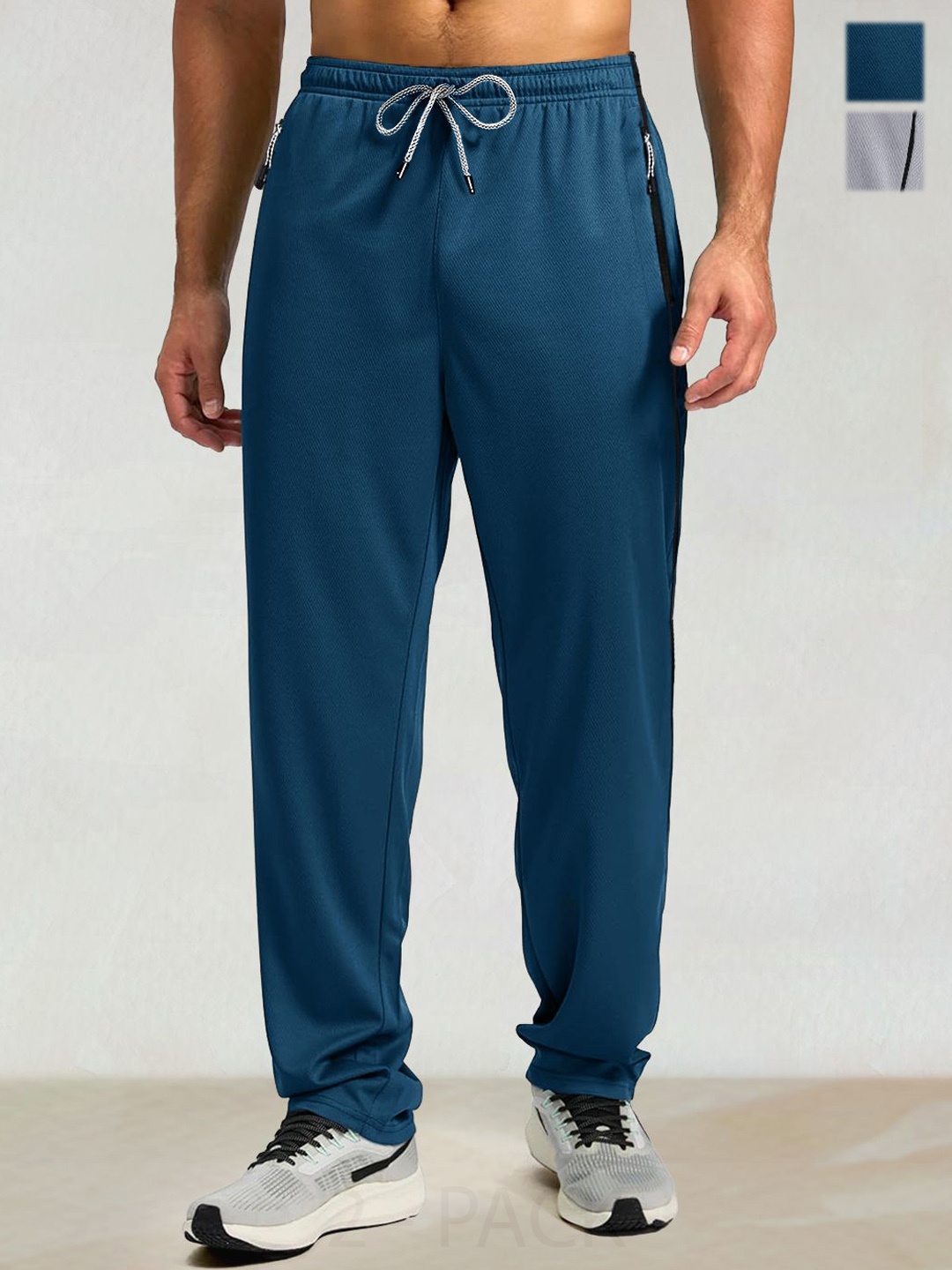 

SZN Men Pack Of 2 Mid Rise Track Pants, Grey
