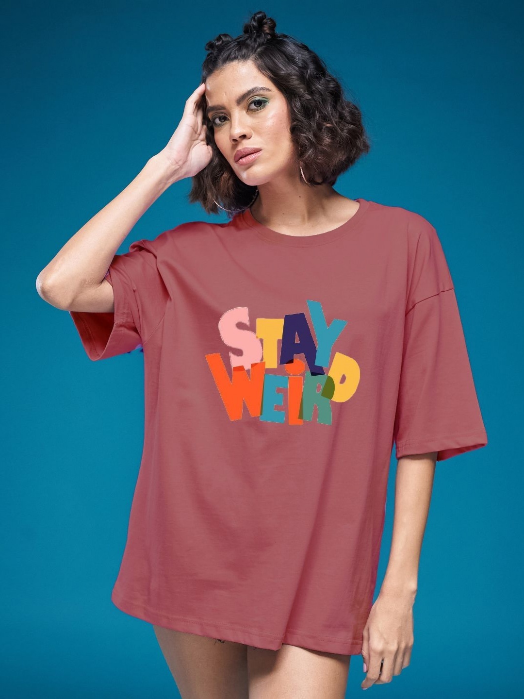 

SMARTEES Women Printed Applique T-shirt, Peach
