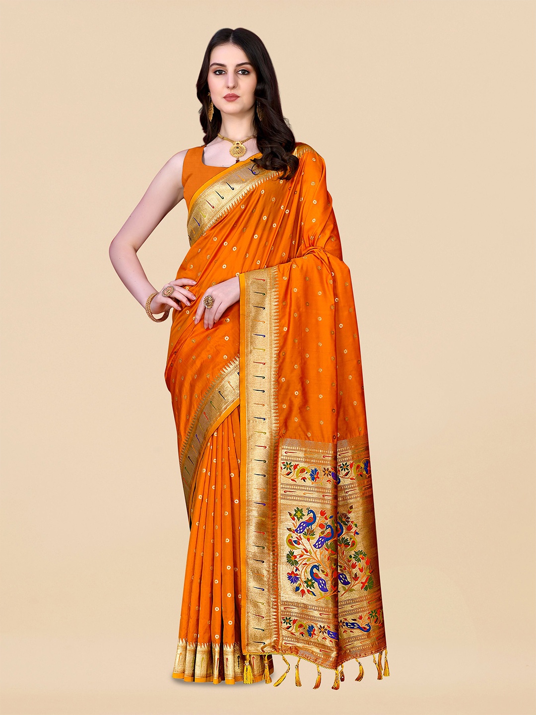 

bansari textiles Woven Design Zari Banarasi Saree, Yellow