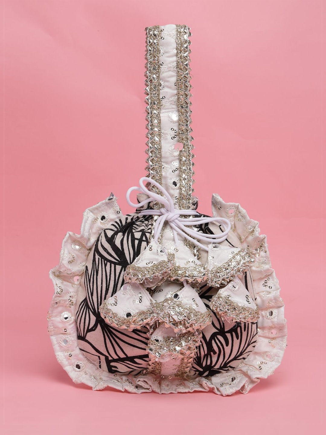 

Dhrohar Embroidered Potli Clutch, Off white