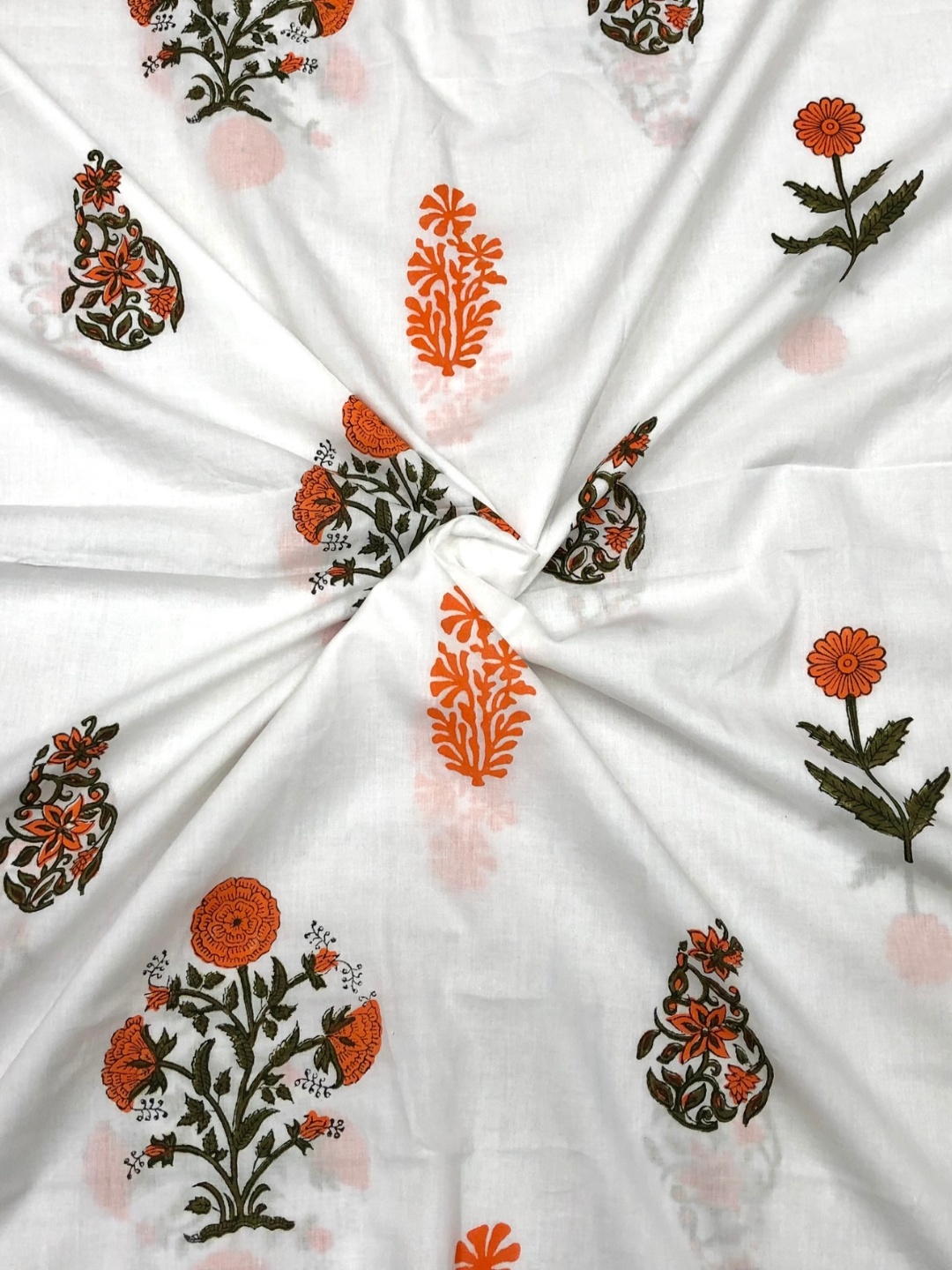 

PALASH Floral Printed Pure Cotton Unstitched Dress Material, White