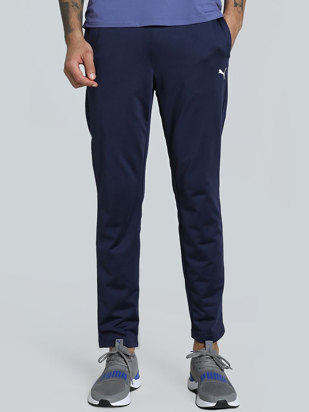 

Puma Train Tricot Men Brand Logo Printed Slim Fit Training Pants, Blue