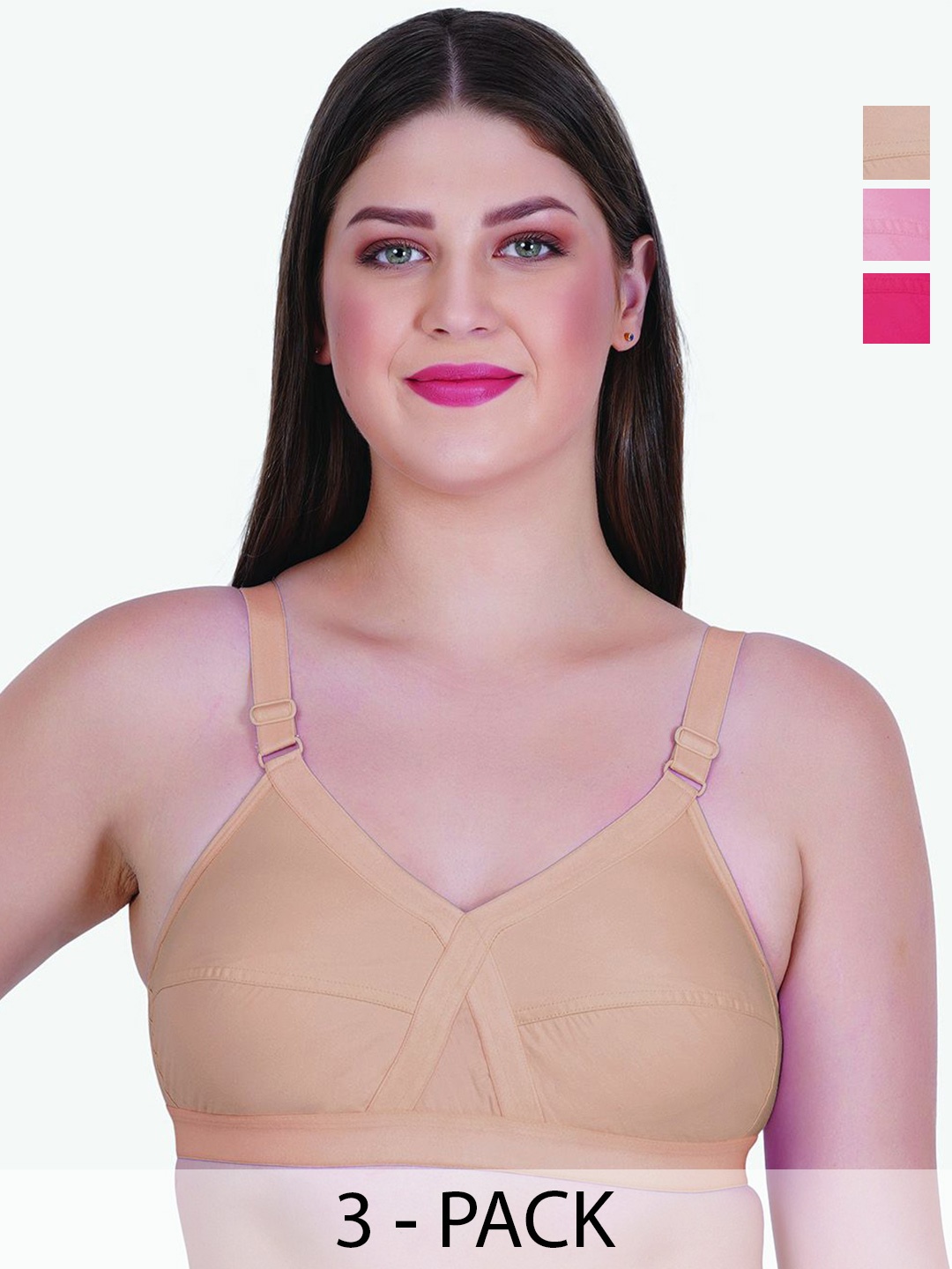 

Reveira Pack Of 3 Full Coverage Dry Fit Minimizer Bra, Assorted
