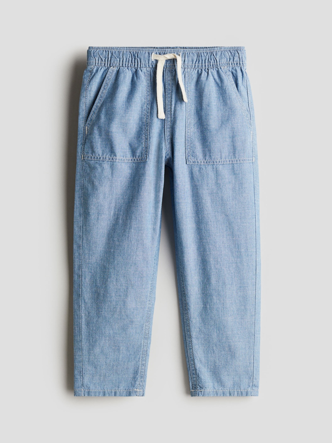 

H&M Linen-Blend Joggers, Blue