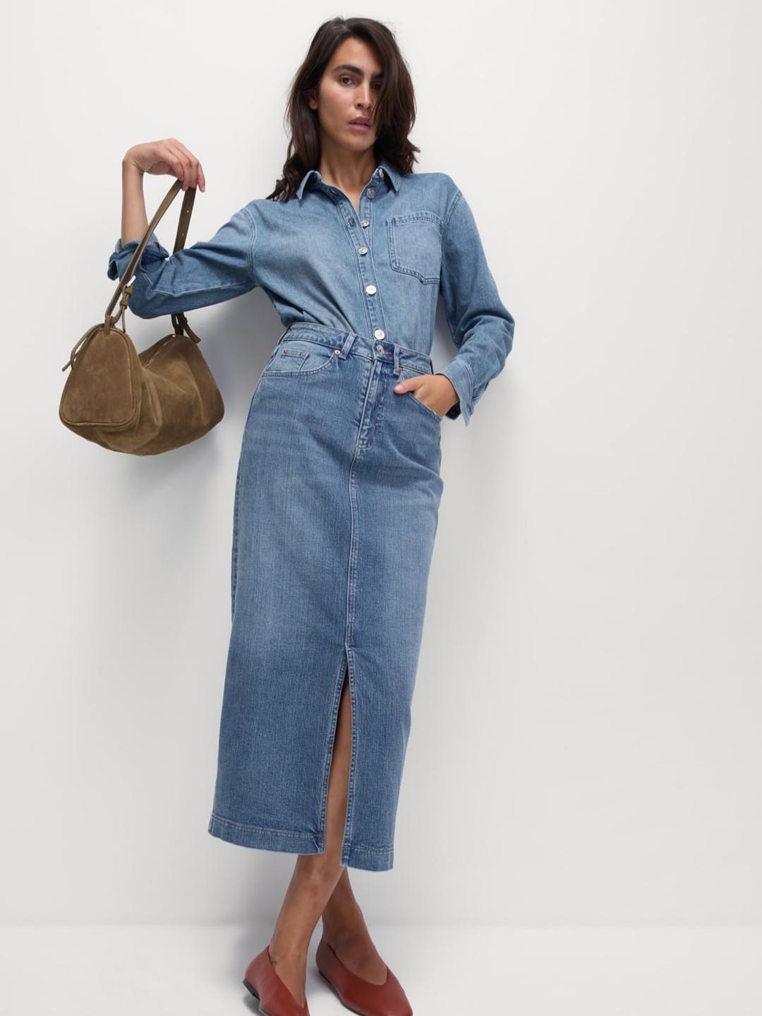

Marks & Spencer Women Spread Collar Solid Cotton Casual Shirt, Blue