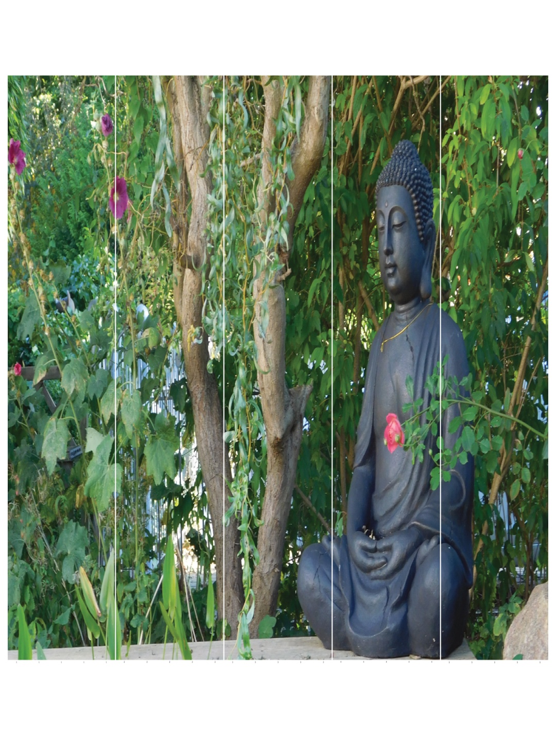 

Inephos Green & Black 5 Pieces Religious Buddha Printed Vinyl Wall Arts