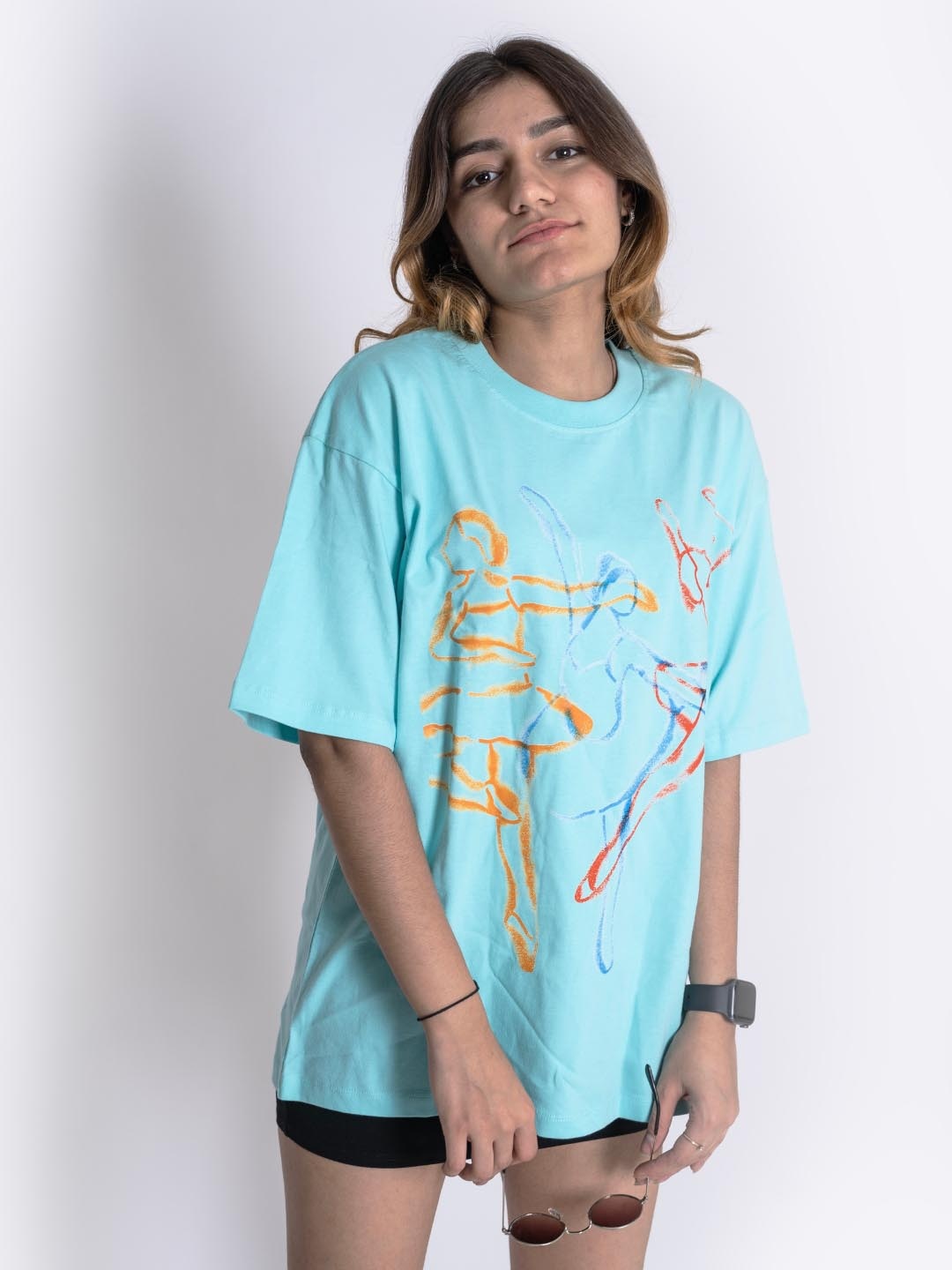 

JAC INDIAN Women Graphic Printed Round Neck Cotton Oversized T-shirt, Blue