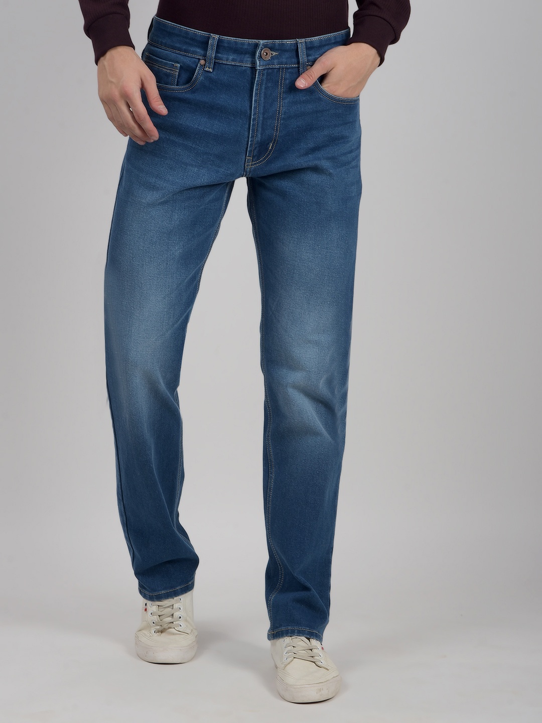 

Numero Uno Men Straight Fit Light Fade Mid-Rise Stretchable Jeans, Blue
