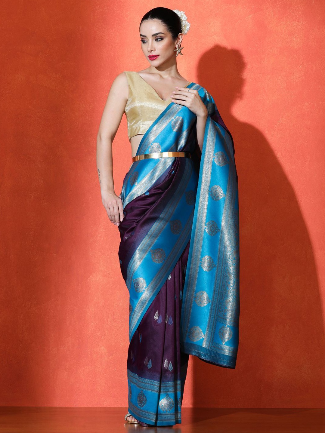 

SARHA Woven Design Banarasi Saree, Blue