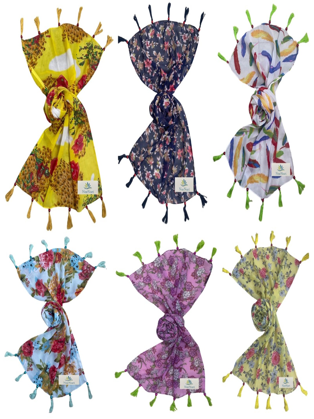 

NarNari Women Printed Scarf, Yellow