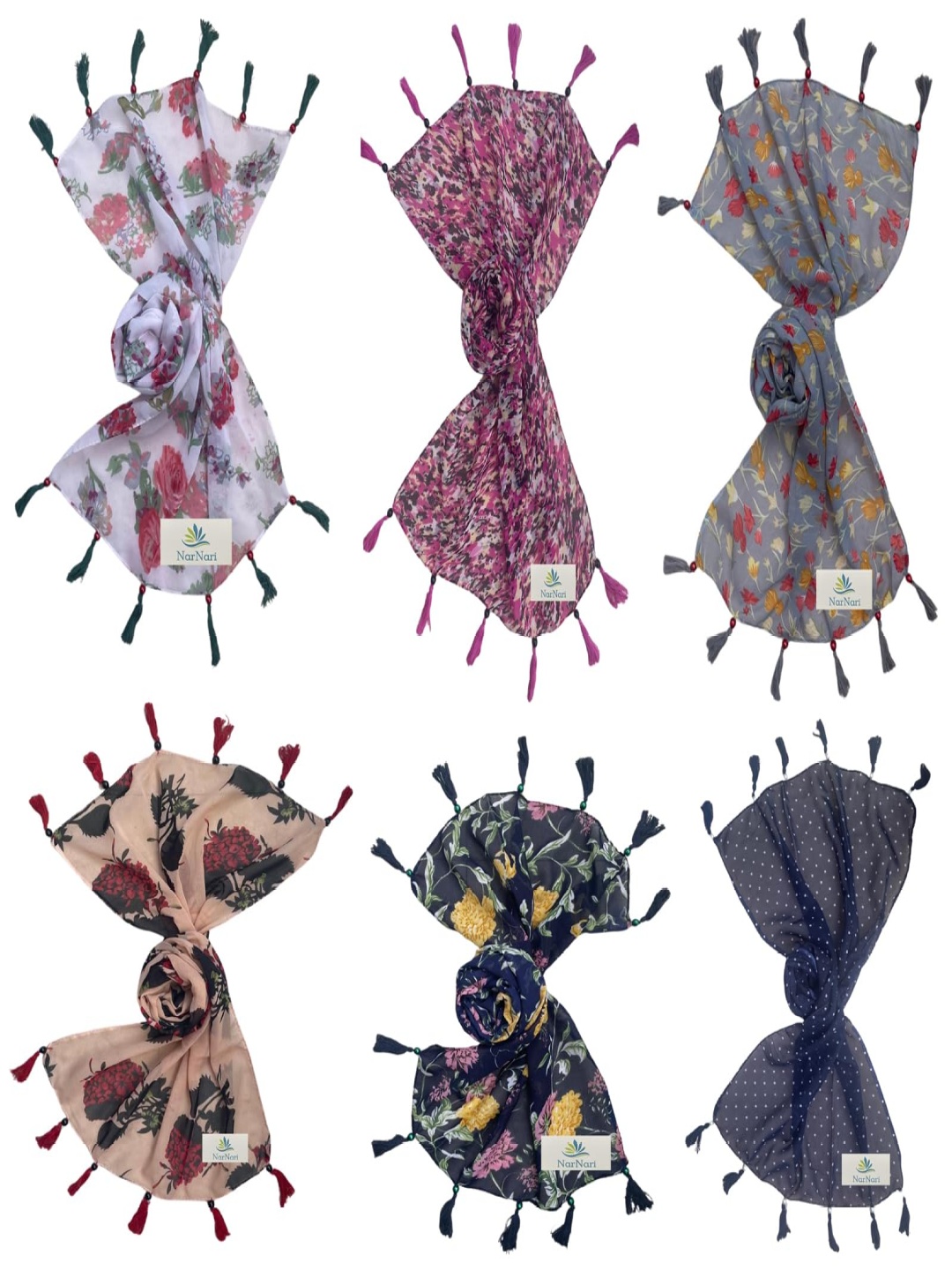 

NarNari Women Printed Scarf, Red