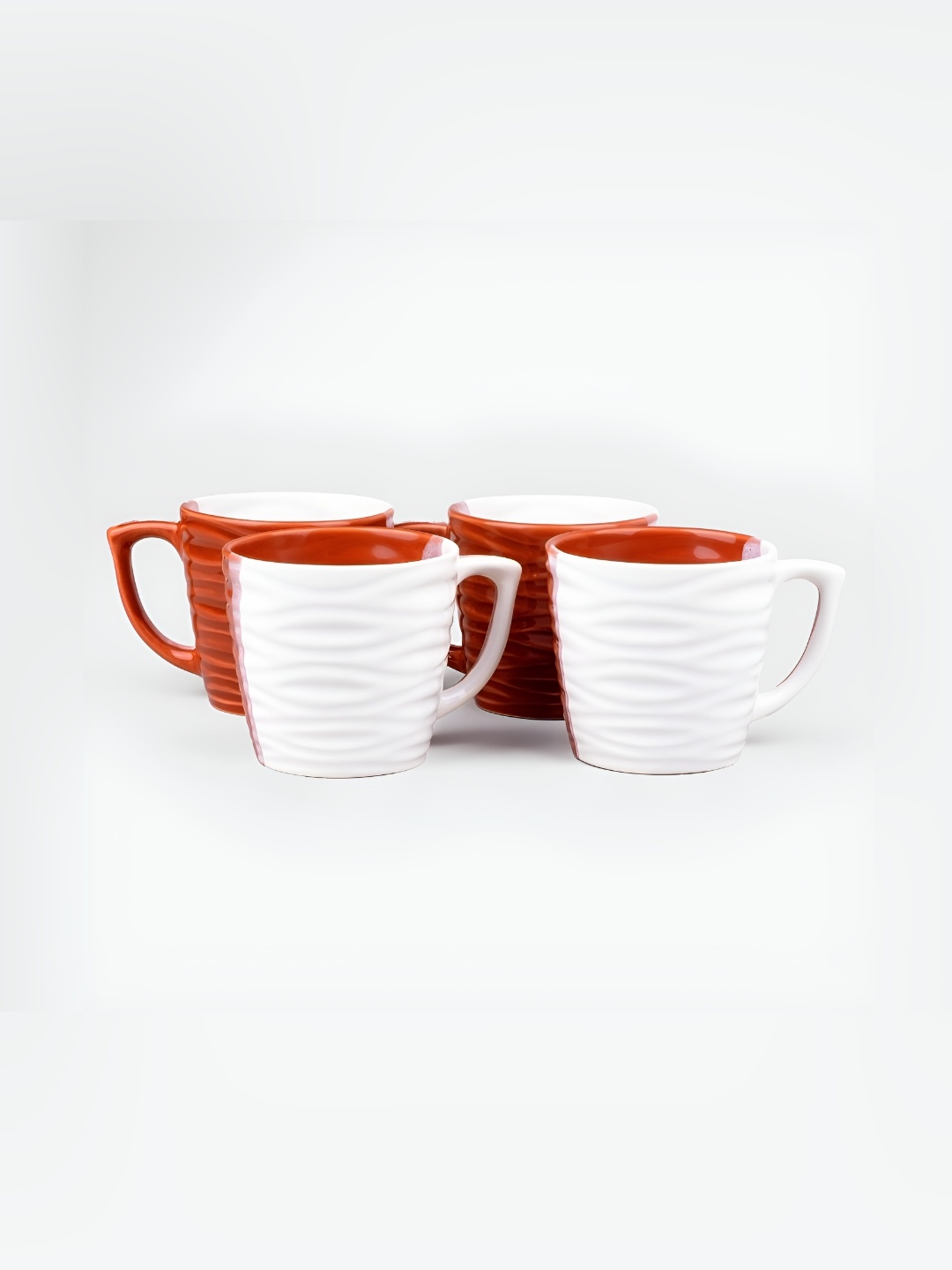 

Storepedia White & Red Handcrafted Textured Ceramic Glossy Cups Set of Cups and Mugs