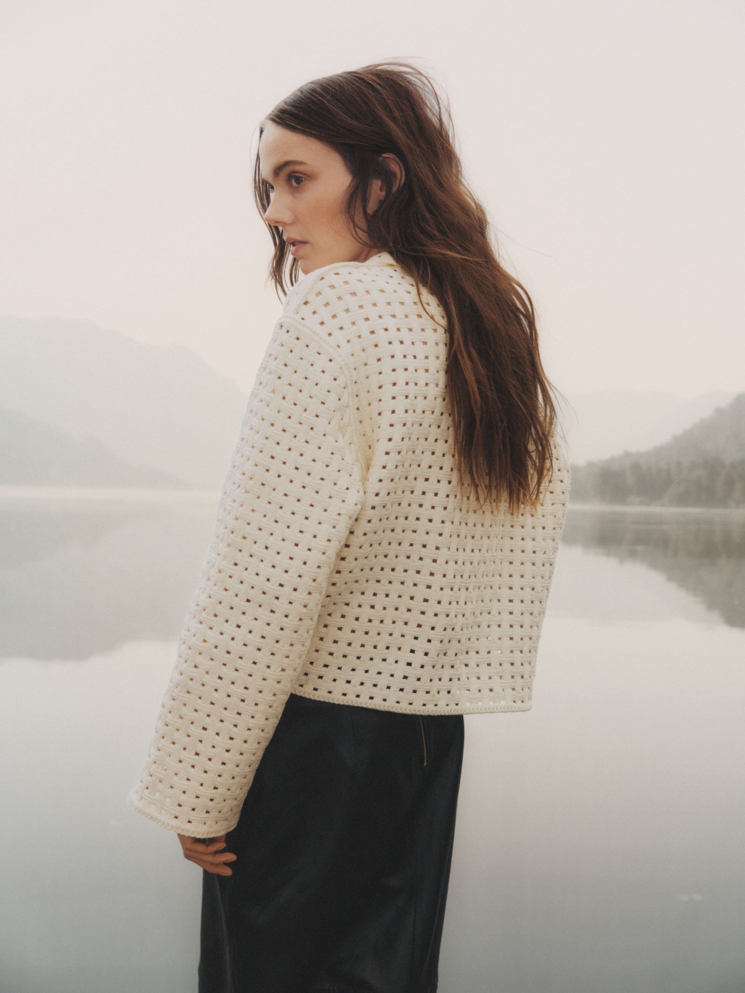 

H&M Hole-Patterned Jacket, Beige