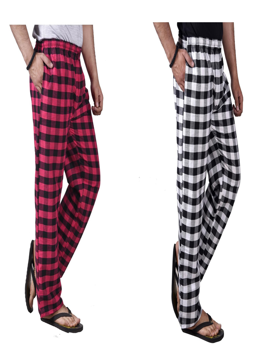 

NarNari Women Pack Of 2 Checked Lounge Pants, Red