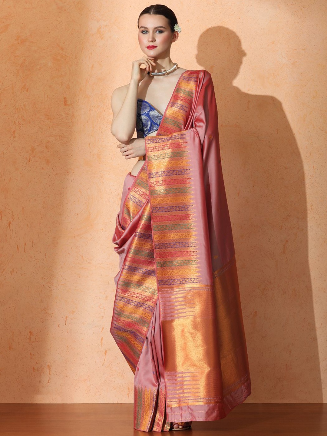 

SARHA Woven Design Kanjeevaram Saree, Pink