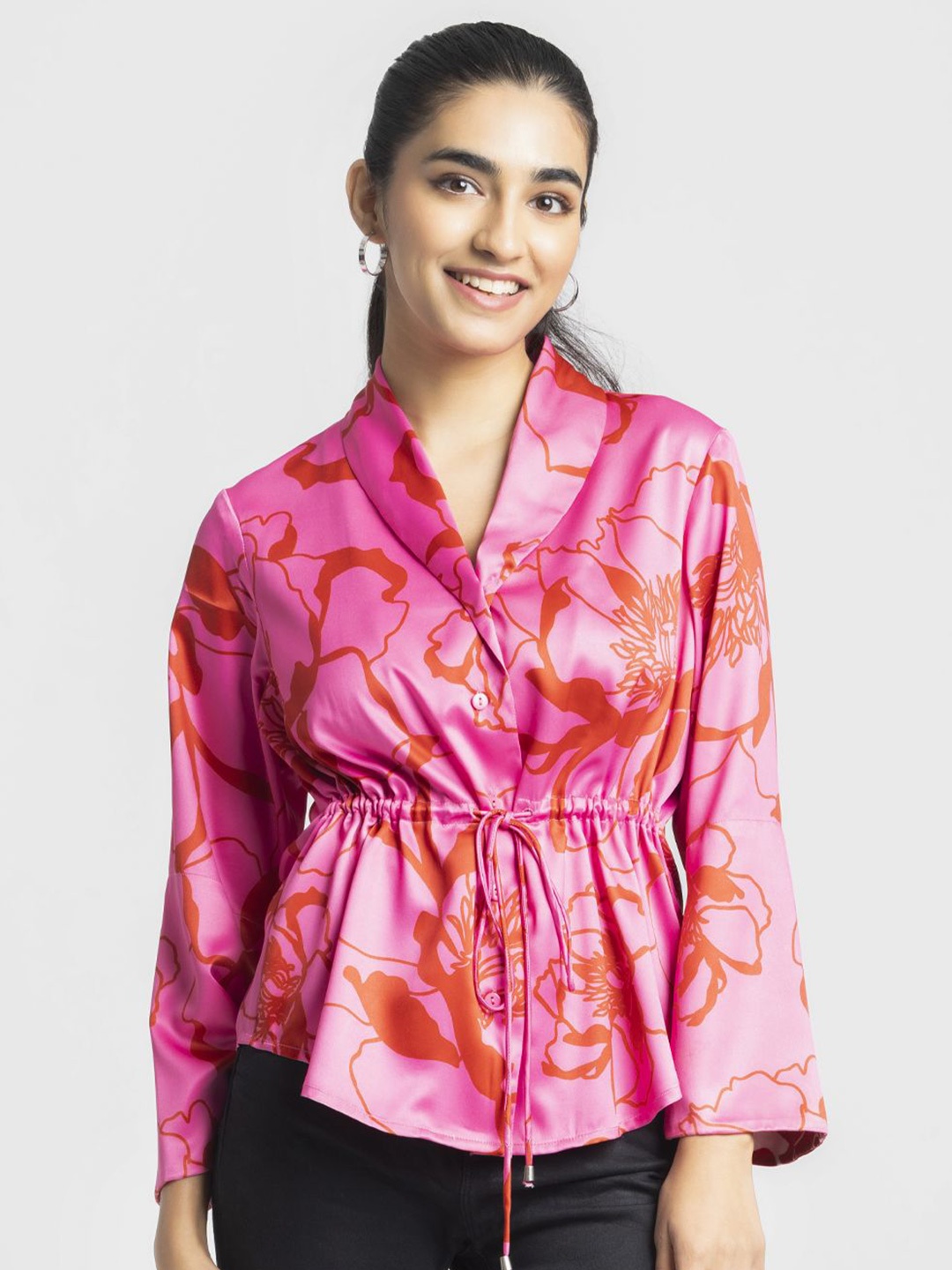 

SHAYE Women Relaxed Floral Opaque Printed Casual Shirt, Pink