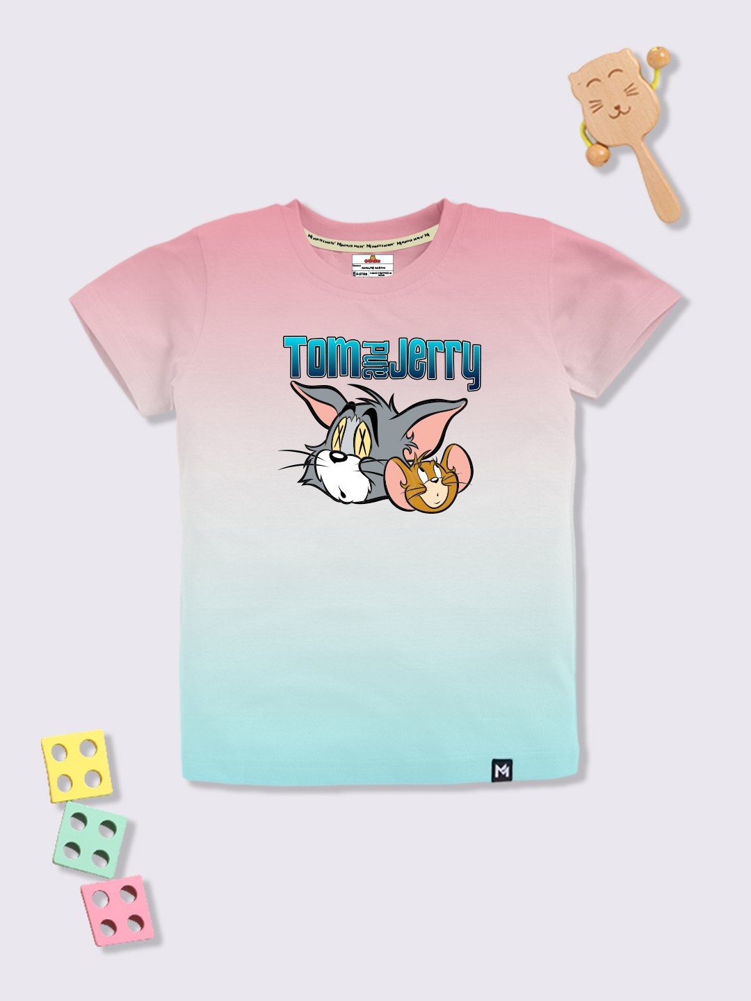 

YK X Minute Mirth Boys Tom & Jerry Graphic Printed T-shirt, White