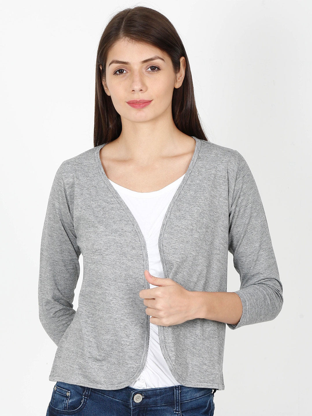 

ECOLINE Clothing Eco Friendly V-Neck Open Front Shrug, Grey