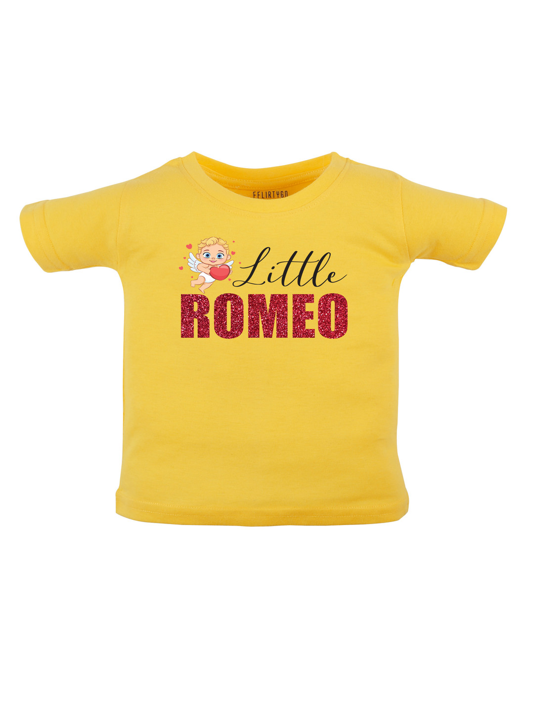 

FFLIRTYGO Unisex Kids Typography Printed Round Neck Cotton T-shirt, Yellow