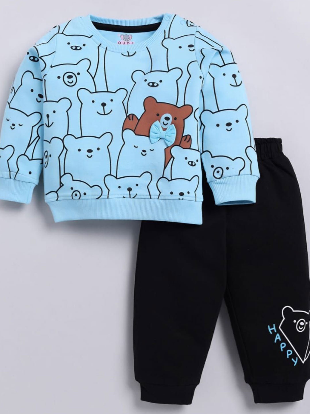 

KIDSCUTE Boys Printed Round Neck Sweatshirt With Jogger, Blue