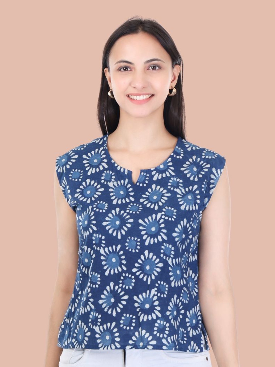 

Moda Rapido Floral Print Cotton Top, Blue