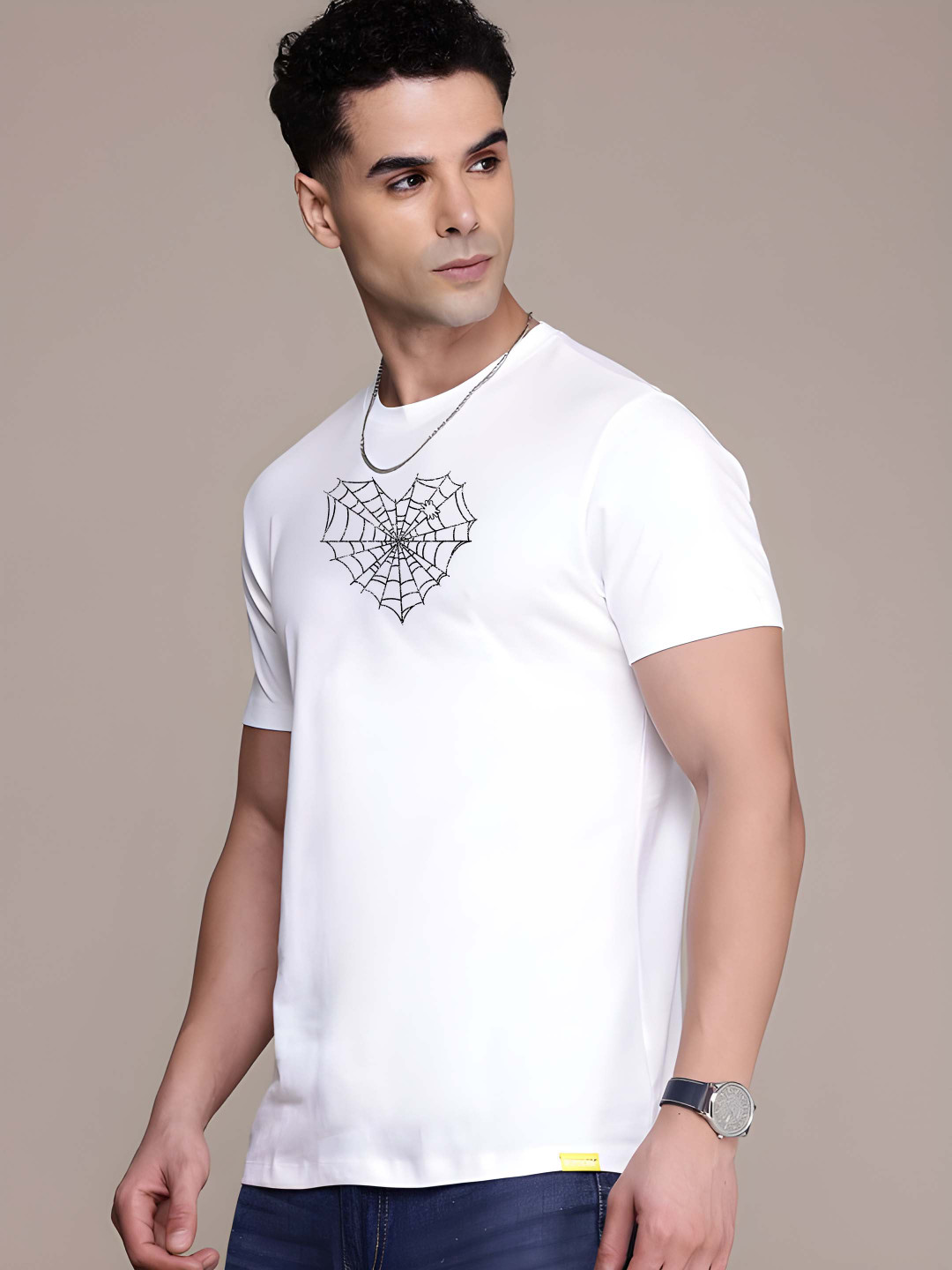 

Krimmple Men Pure Cotton T-shirt, White