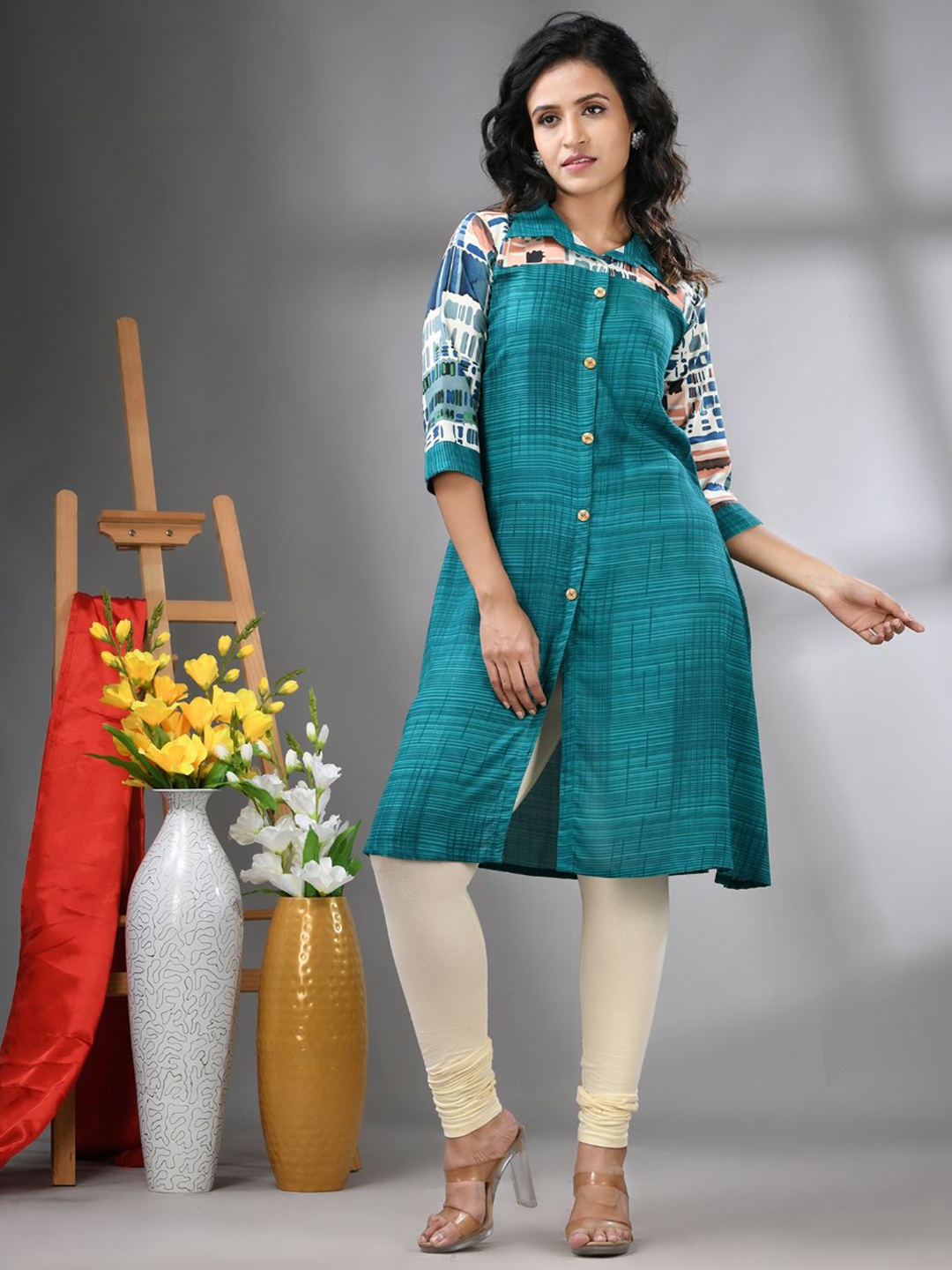 

Charukriti Women Kurta, Turquoise blue