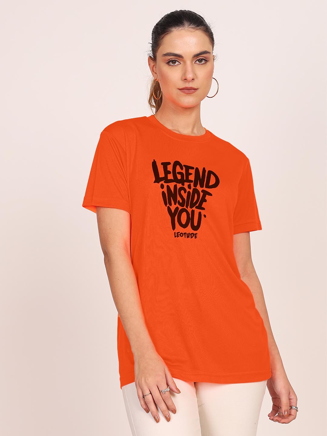 

Leotude Women Printed T-shirt, Orange