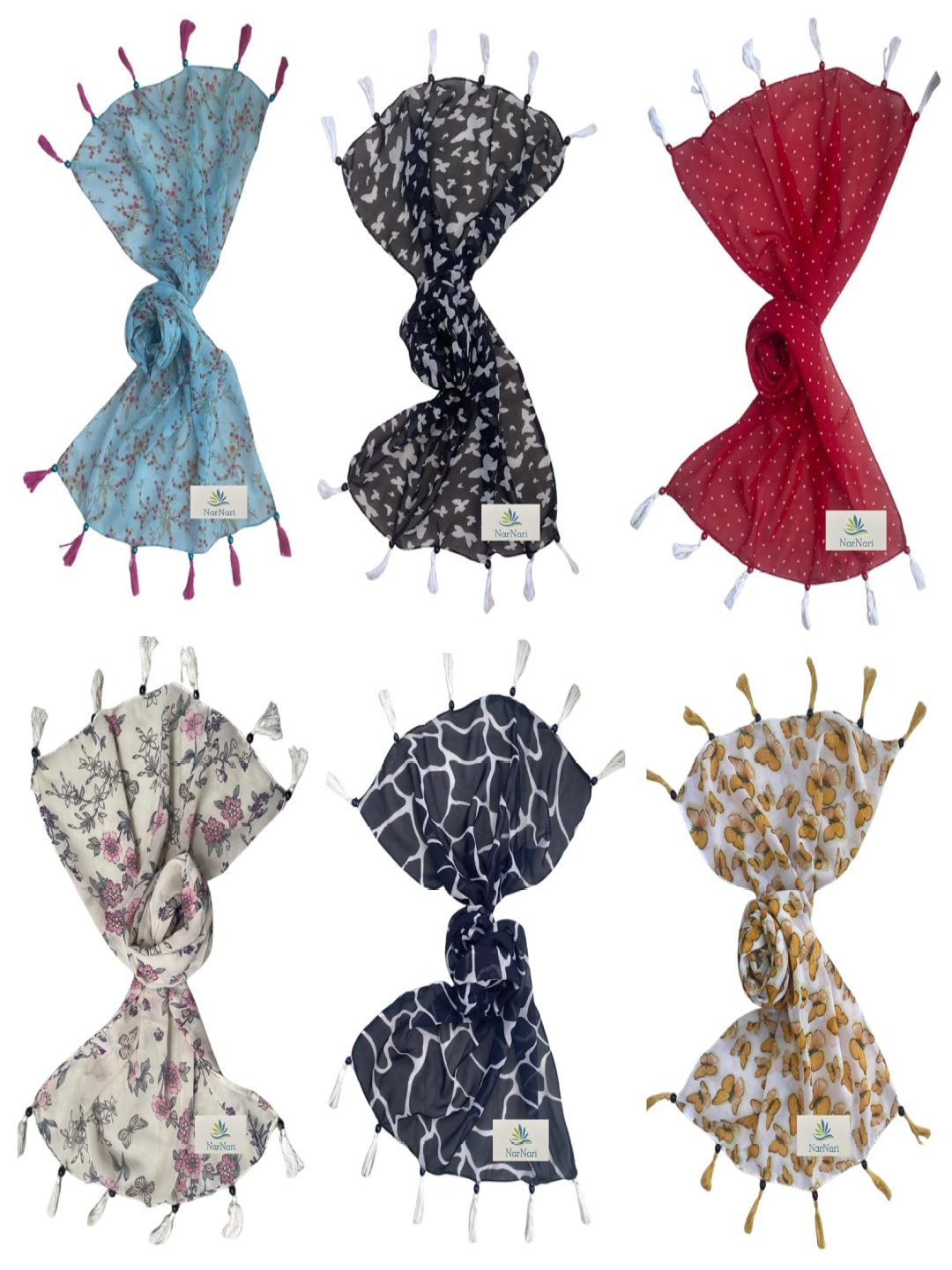 

NarNari Women Printed Scarf, Blue