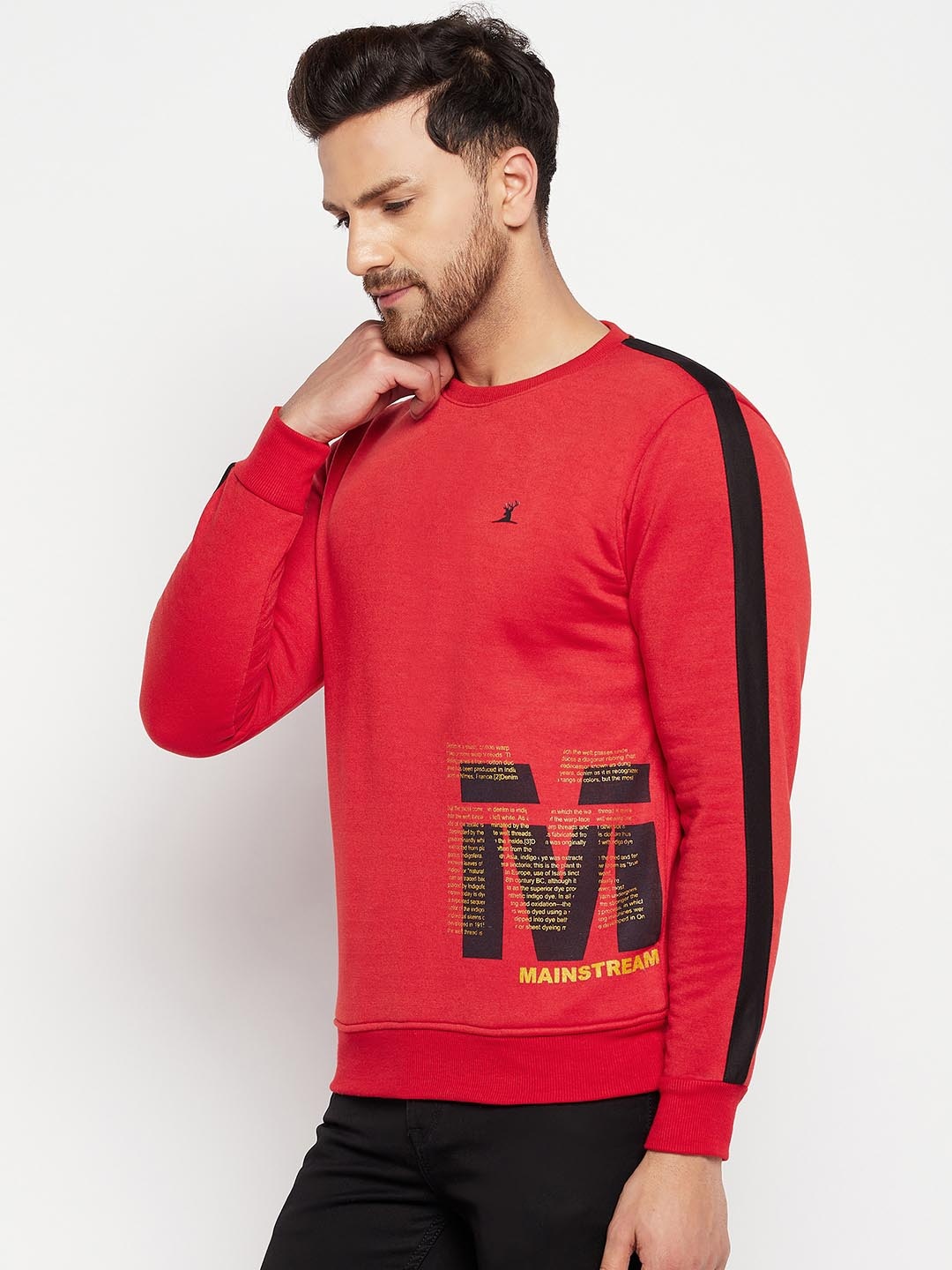 

LYCOS Men Printed Round Neck Sweatshirt, Red