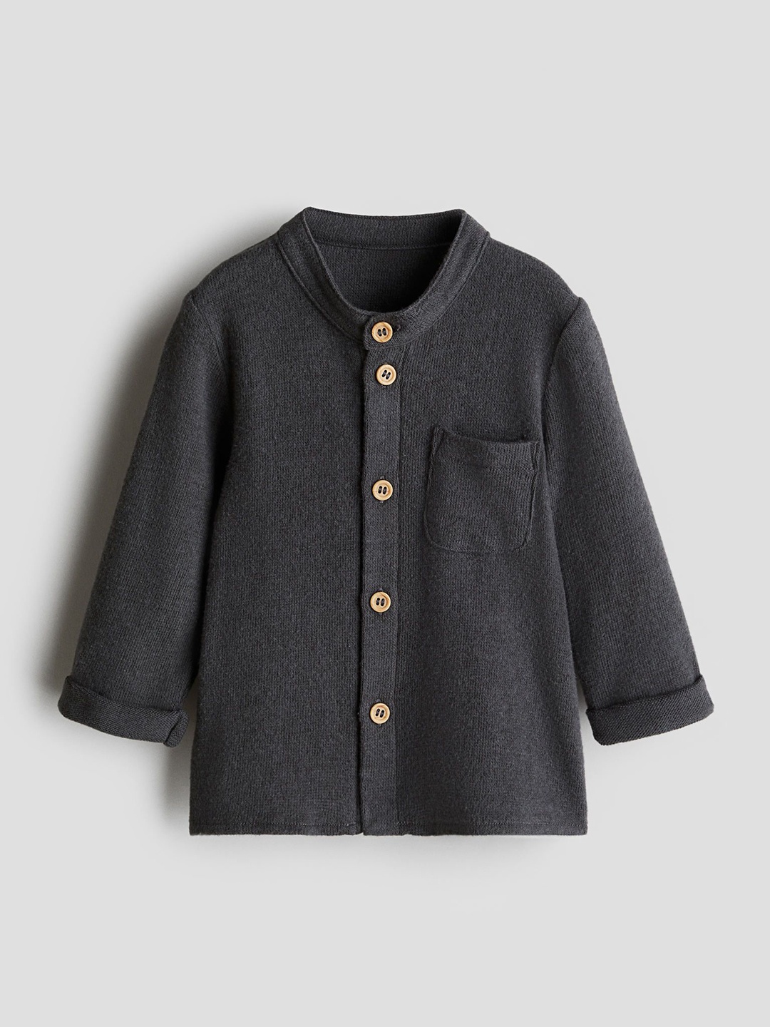 

H&M Grandad Jersey Shirt, Charcoal