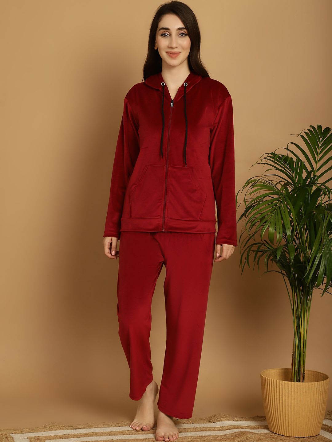 

Valles365 by S.C. Women Velvet Night suit, Maroon