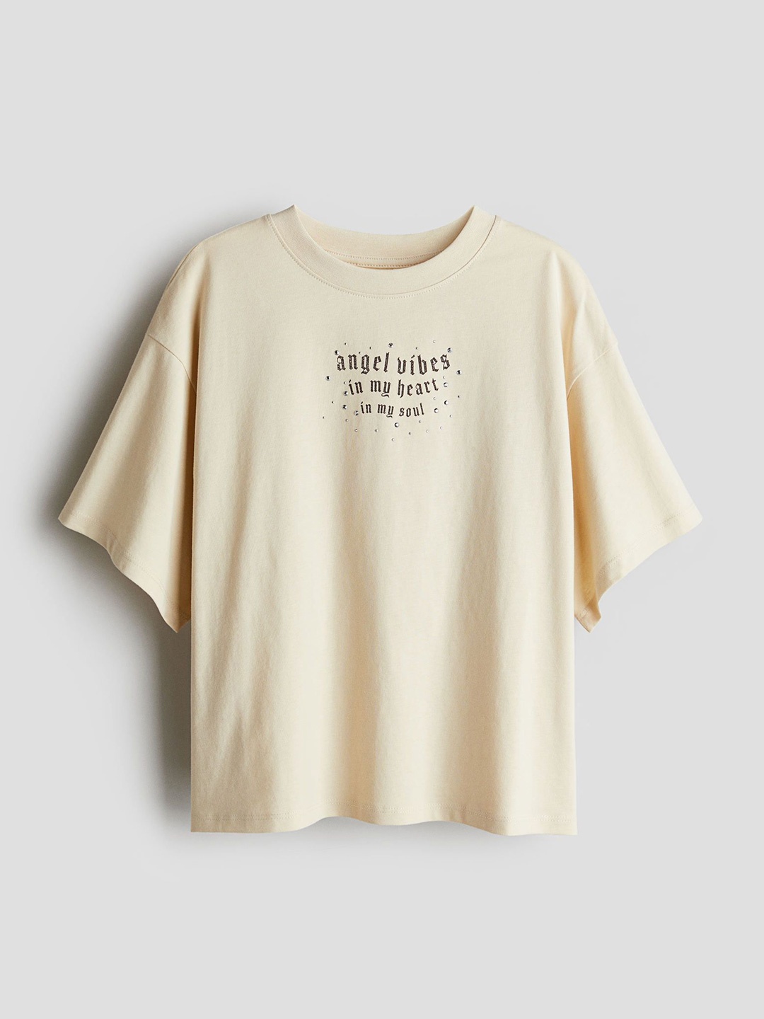 

H&M Loose-fit Printed T-shirt, Beige