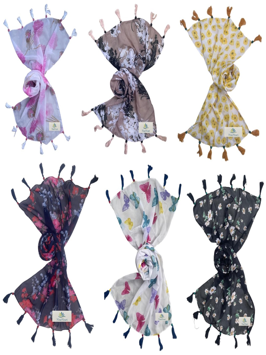

NarNari Women Printed Scarf, Pink