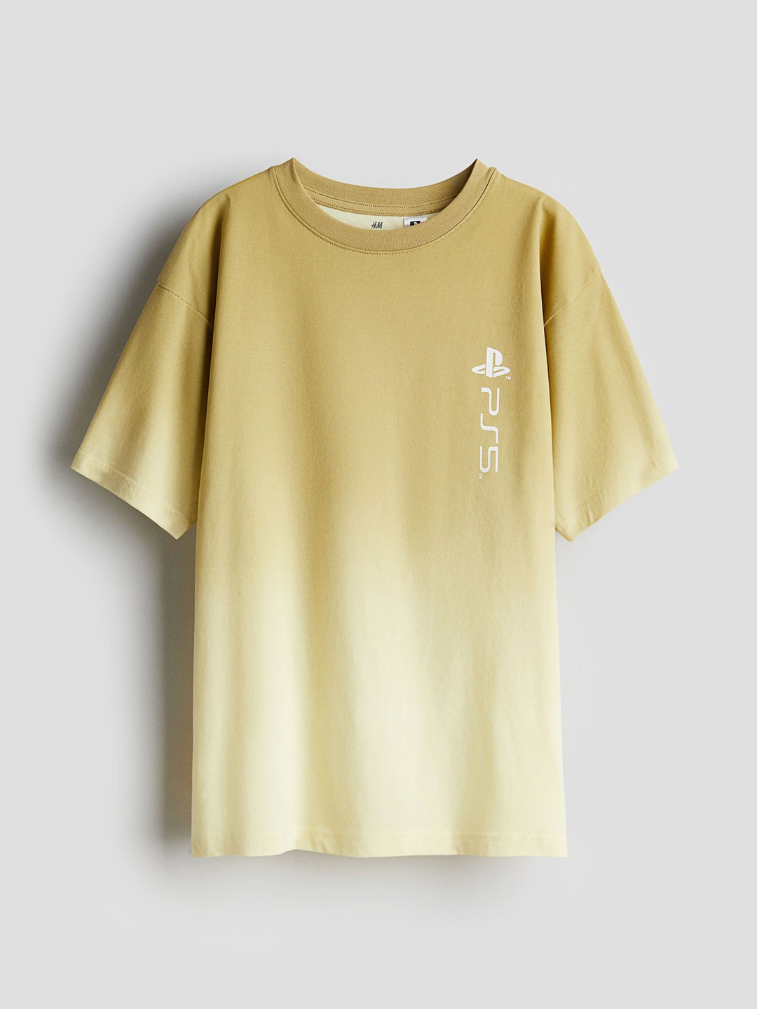 

H&M Printed Cotton T-shirt, Yellow