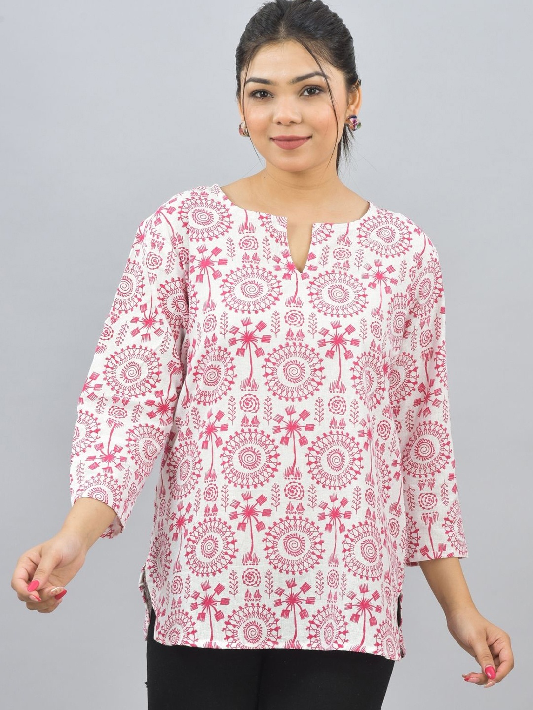 

GiftyBasket Women Ethnic Motifs Printed Cotton Top, White